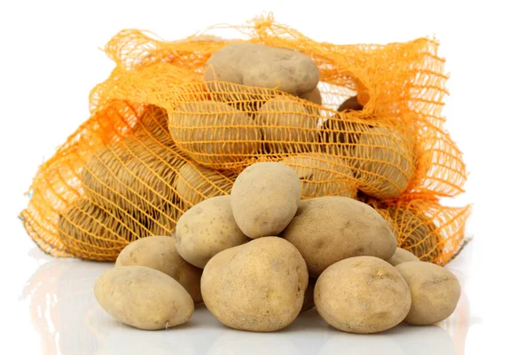 Pile Potatoes Sack Isolated White Background Royalty Free Stock Images