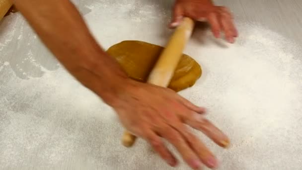 Pasta Rotolante Fare Biscotti Pan Zenzero Natale — Video Stock