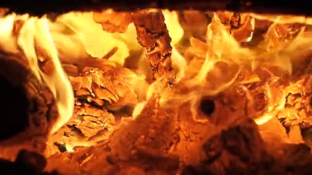Φλόγα Στο Ξύλο Καύση Φούρνο — Αρχείο Βίντεο