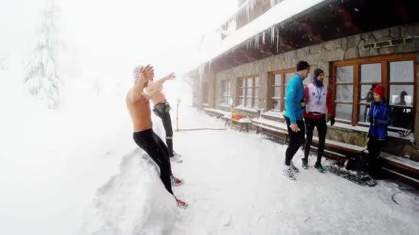 Hala Labowska Pologne Décembre 2017 Les Participants Course Pied Winter — Video