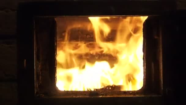 木材烤箱中的火焰 — 图库视频影像