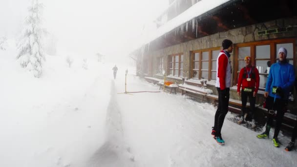 Hala Labowska Polen December 2017 Deelnemers Aan Lopende Race Winter — Stockvideo