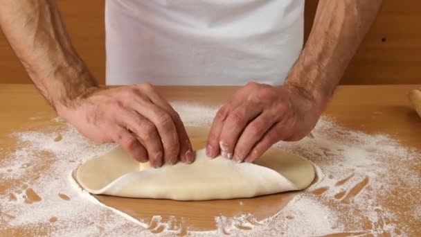 Man Making Puff Pastry Series — Stock Video