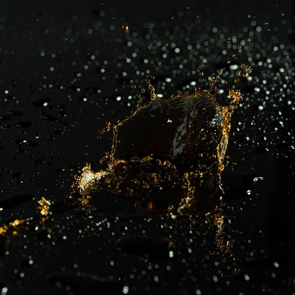 Water Splash Closeup Black Background — Stock Photo, Image