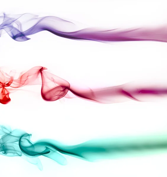 Set Abstract Colorful Wave Smoke White Background — Stock Photo, Image