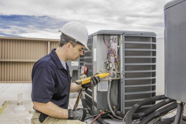 Professional HVAC Service Technician Working clipart