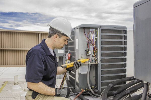 Professional HVAC Service Technician Working