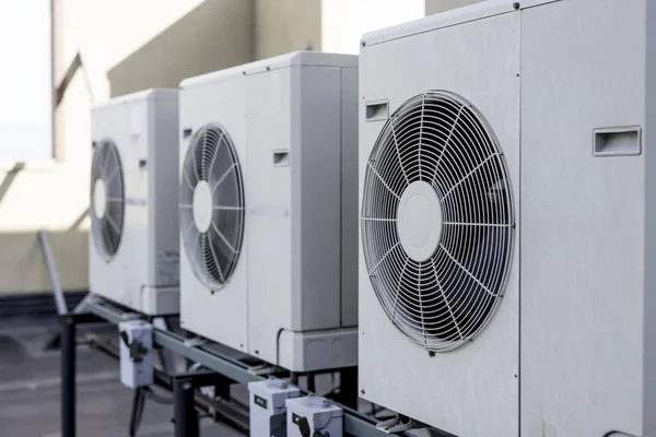 Three mini-split air condtioner condensers — Stock Photo, Image