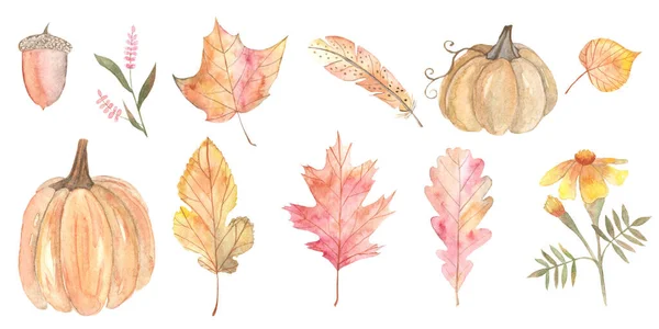 Komposition Von Kränzen Aus Herbstlichen Elementen Aquarell Gezeichnet Illustration lizenzfreie Stockbilder