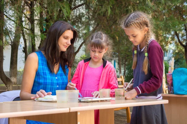 Insegnante Alla Classe Padrone Lezioni Disegno — Foto Stock