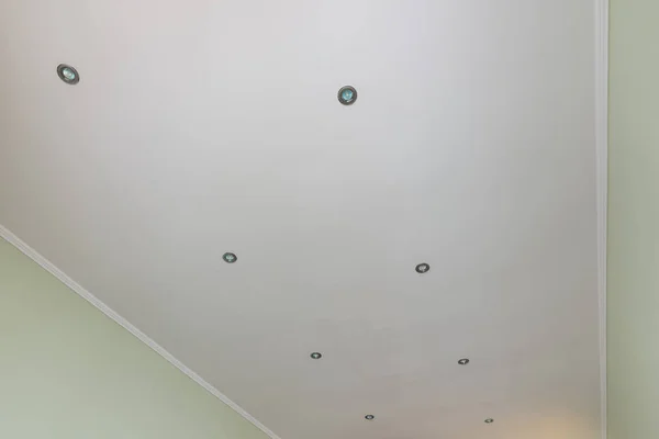 Plastered Painted Ceiling Room Spotlights Installed — Stock Photo, Image