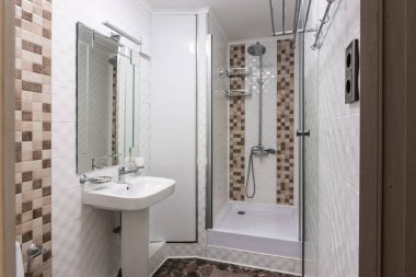 Duş ile küçük bir banyo iç