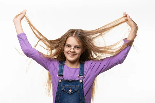 Portrait Girl Strongly Tangled Hair — Stock Photo, Image