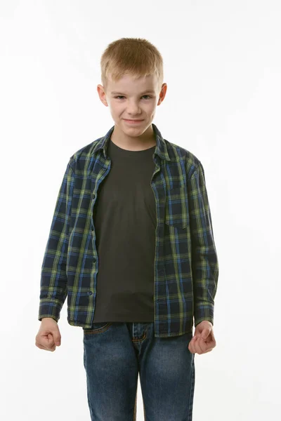 Portret Złego Chłopca Dziesięciu Lat — Zdjęcie stockowe