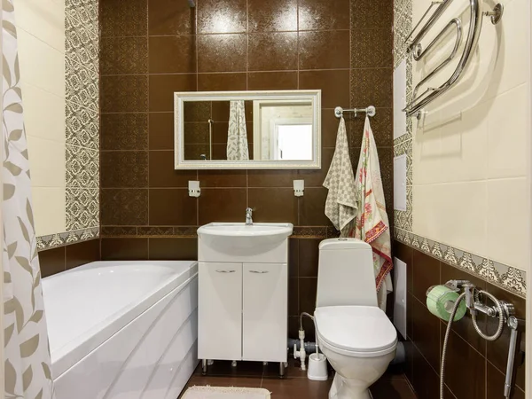 Interiér Malé Útulné Kombinované Koupelny — Stock fotografie