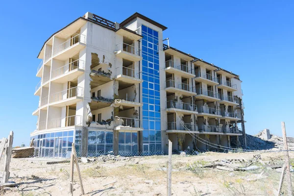Destruction of a hotel complex recognized as illegal construction by a court decision — Stock Image Destruction Hotel Complex Recognized Illegal Construction Court Decision Royalty Free Stock Images
