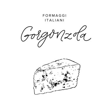 geleneksel mavi peynir üçgen vintage ile onun adı hat illüstrasyon oyma