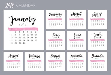 kare takvim şablonu vektör günlük fırça yazı