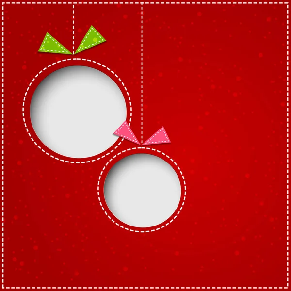 Abstract Christmas balls cutted from paper on red background. — Stock Vector
