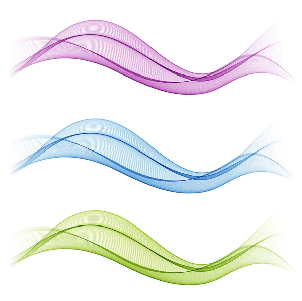 Set of Abstract vector flow transparent color wave. — Stock Vector