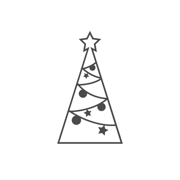 Feliz árbol de Navidad aislado en blanco. Ilustración vectorial — Archivo Imágenes Vectoriales