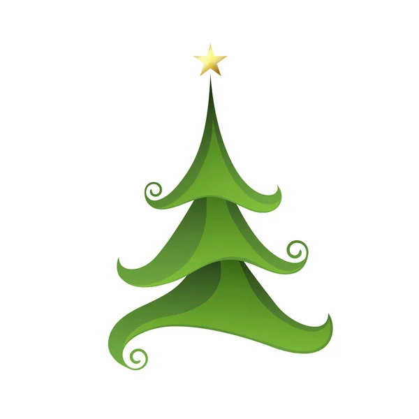 Merry Christmas tree isolated on white. Vector illustration — Stock Vector