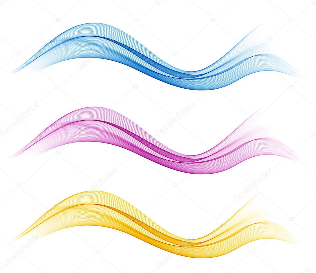 Set of Abstract vector flow transparent color wave.