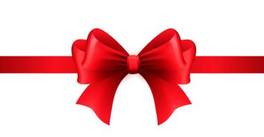 Beyaz arka planda kırmızı kurdele. Vektör