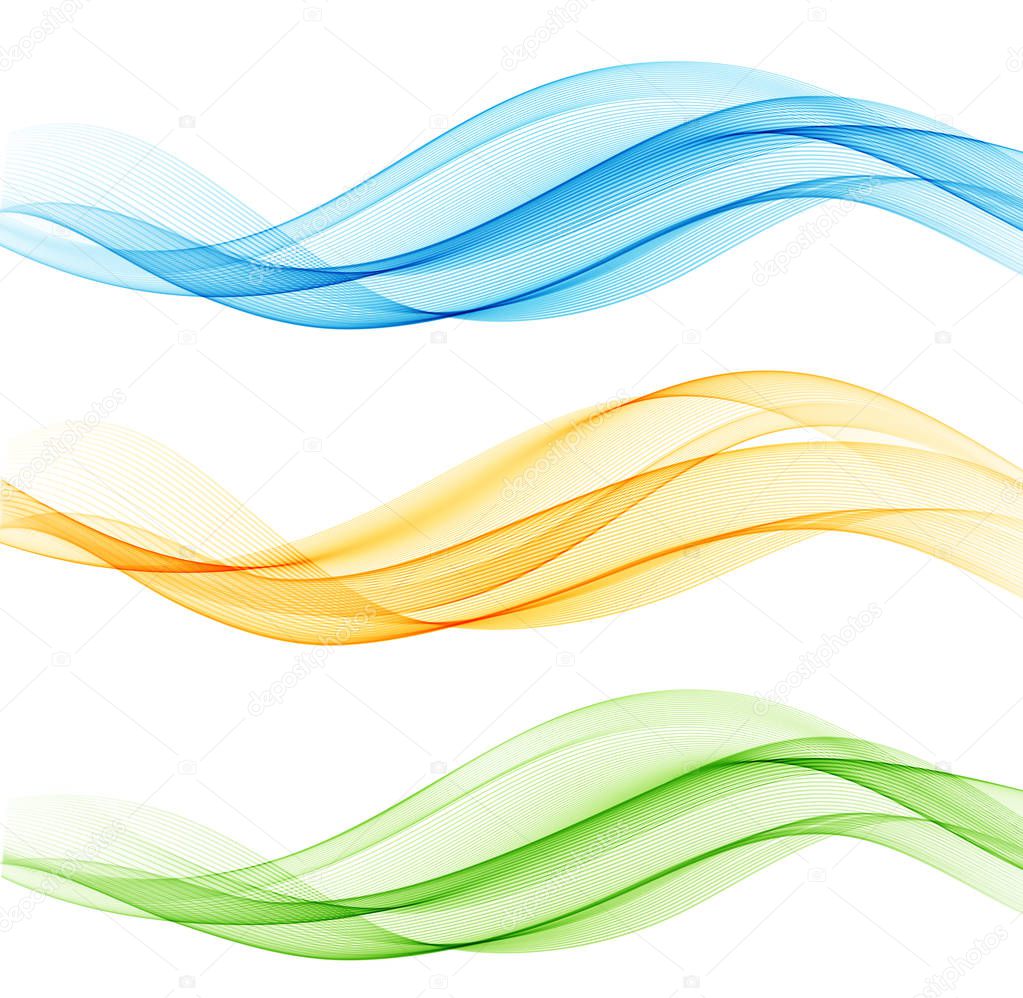 Set of blue abstract wave design element