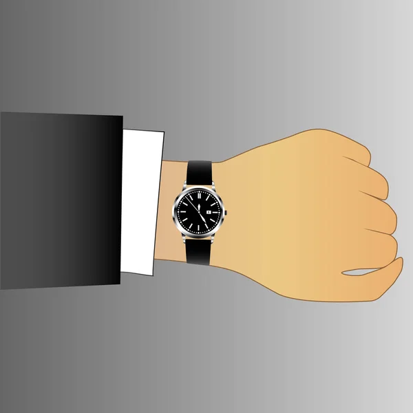 Homme Main Avec Une Horloge Contexte — Image vectorielle