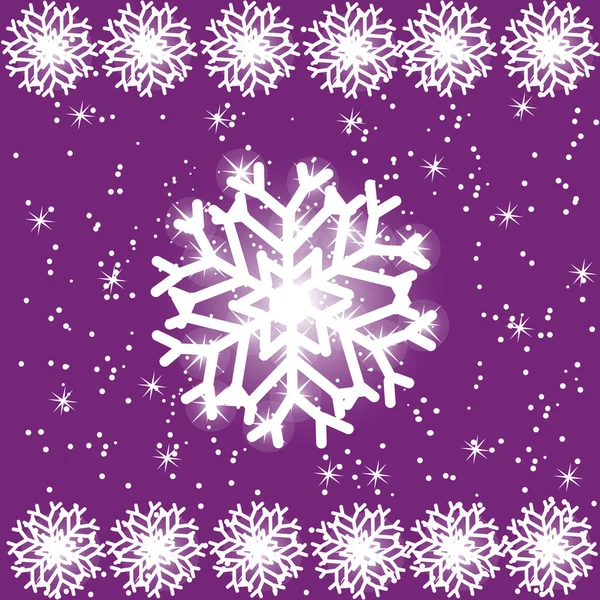 Copos Nieve Sobre Fondo Púrpura — Vector de stock