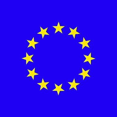 Daire yıldız ile Avrupa Birliği yıldız simgesini yuvarlak mavi rozet. Vektör çizim