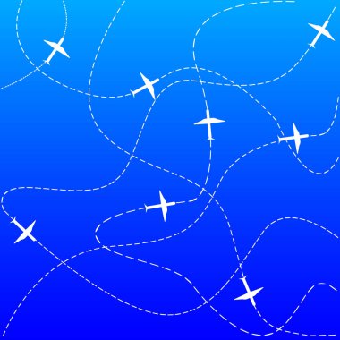 Plane and track icon on a blue background clipart