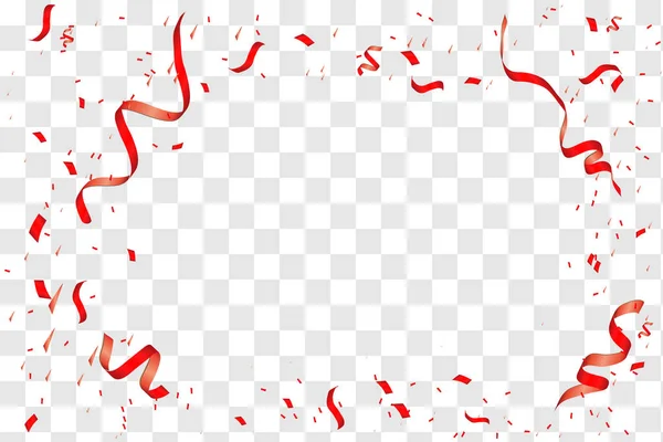 Saydam arka plan üzerinde izole renkli parlak kırmızı konfeti. Festival vektör çizim. Güzel bir arka plan üzerinde renkli konfeti. Kutlama ve parti.