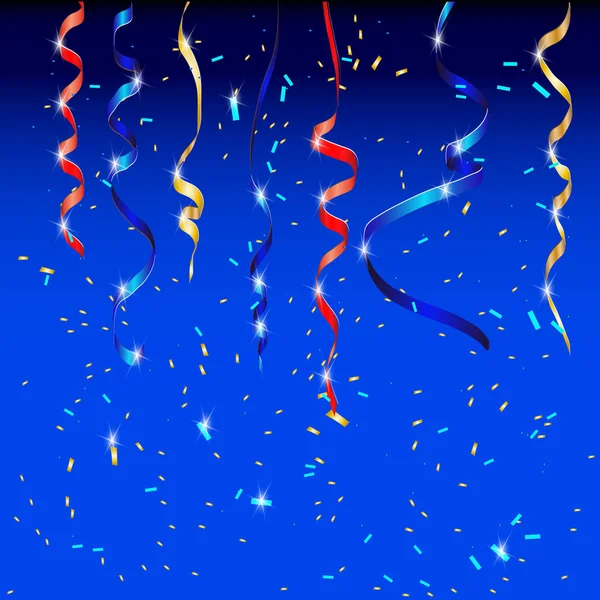Vektorkonfetti Festliche Illustration Party Popper Isoliert Auf Blauem Hintergrund — Stockvektor