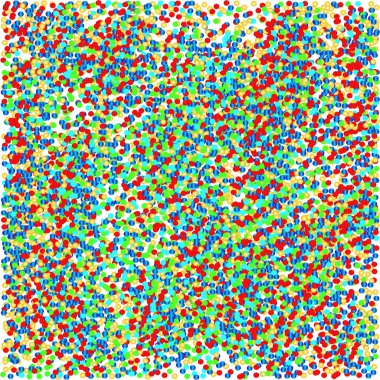 Çok renkli konfeti ile şenlikli arka plan. Beyaz bir arka plan sarı, pembe, kırmızı, mavi daire. Uçan konfeti