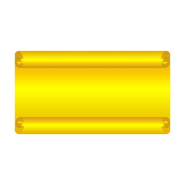 Beyaz arka plan üzerinde izole altın kaydırma. Altın kağıt rulosunun banner 3d. Şerit tasarımı için Noel çerçeve, yeni yıl dekorasyon, retro sınır kavisli. Pürüzsüz gerçekçi doku vektör çizim