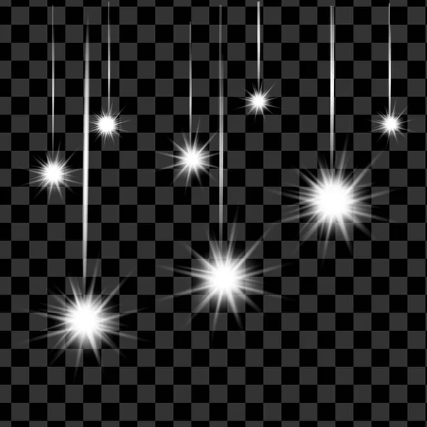 Şeffaf Arkaplanda Izole Edilmiş Vektör Yağmuru Kuyruklu Yıldızları Işıklar Sihirli — Stok Vektör