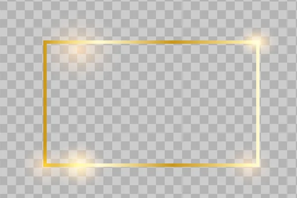 Gyllene ram med ljuseffekter, — Stock vektor