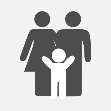 Gri arka plan üzerinde izole trendy düz stil aile kutsal kişilerin resmi. Web sitesi tasarımı, logo, app, UI anne sembolü. Vektör çizim, Eps10.