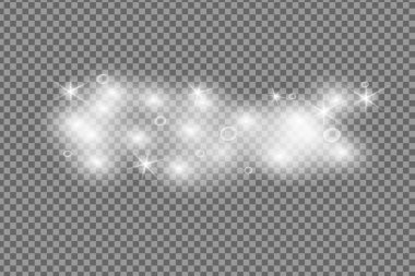 İzole parlama Beyaz şeffaf ışık efekti kümesi, lens flare, patlama, glitter, çizgi, Güneş flash, kıvılcım ve yıldız. Soyut özel efekt öğesi tasarım.