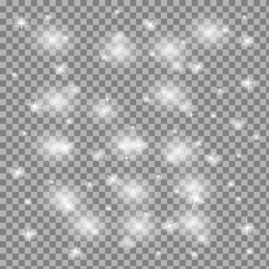 İzole parlama Beyaz şeffaf ışık efekti kümesi, lens flare, patlama, glitter, çizgi, Güneş flash, kıvılcım ve yıldız. Soyut özel efekt öğesi tasarım.