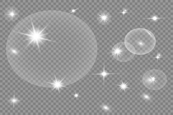 Luminosité Isolée Blanc Transparent Jeu Effet Lumière Éclat Lentille Explosion — Image vectorielle