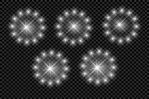 Étincelles Blanches Étoiles Paillettes Effet Lumière Spécial Vecteur Scintille Arrière — Image vectorielle