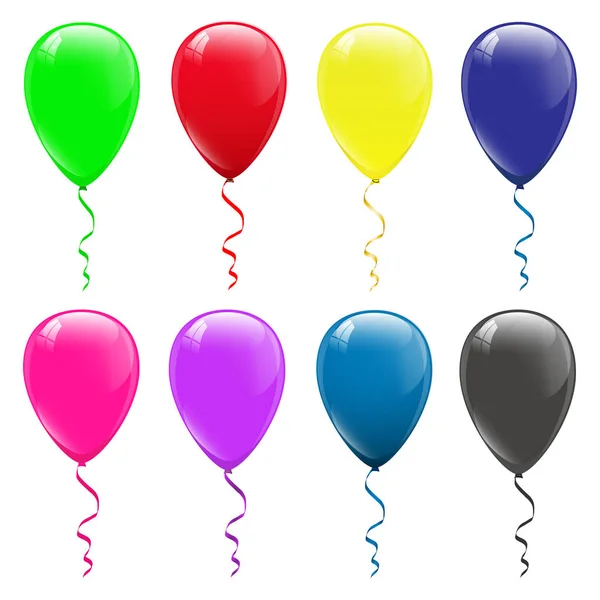 Globos de colores sobre fondo blanco — Vector de stock