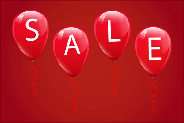 Verkauf Wort auf roten Luftballons auf rotem Hintergrund — Stockvektor