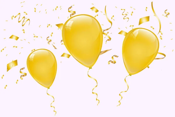 Balões Ouro Ilustração Vetorial Modelo Fundo Celebração —  Vetores de Stock