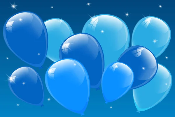 Balões Azuis Ilustração Vetorial Modelo Fundo Celebração — Vetor de Stock