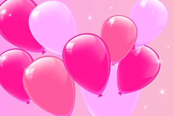 Balões Cor Rosa Ilustração Vetorial Modelo Fundo Celebração — Vetor de Stock