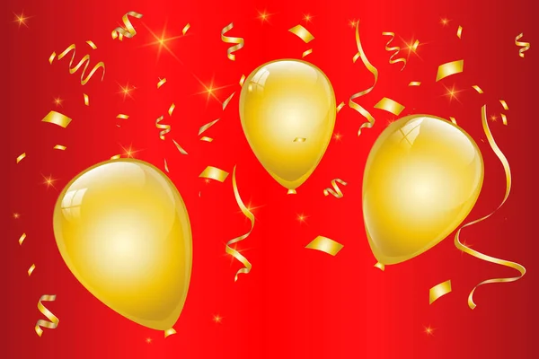 Balões Ouro Ilustração Vetorial Modelo Fundo Celebração —  Vetores de Stock
